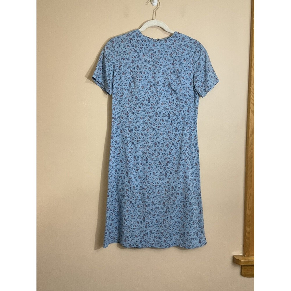VTG Womens Handmade Floral Midi Shift Dress Sz 6 8 Blue Cottagecore Prairiecore